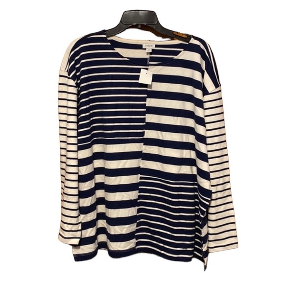 J Crew blue and white striped Nautical top New size 2X - Picture 1 of 8